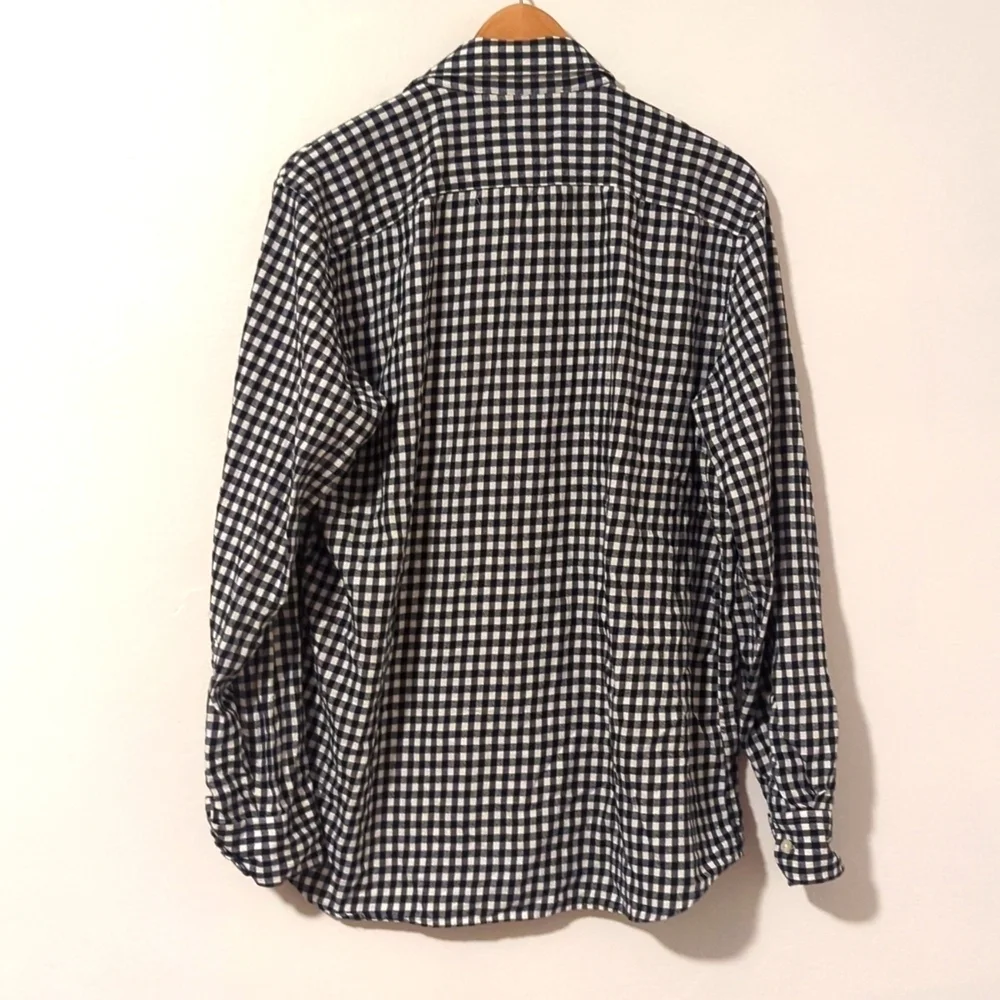 Banana Republic Soft Standard Fit Black & White Checked Plaid Flannel Large